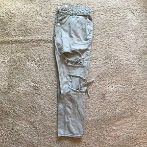 Refuge Light Green Ripped Straight Leg Jeans